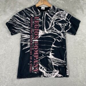 Legion Company Shirt Mens Small Black All Over Print Graphic Y2K Vintage Style